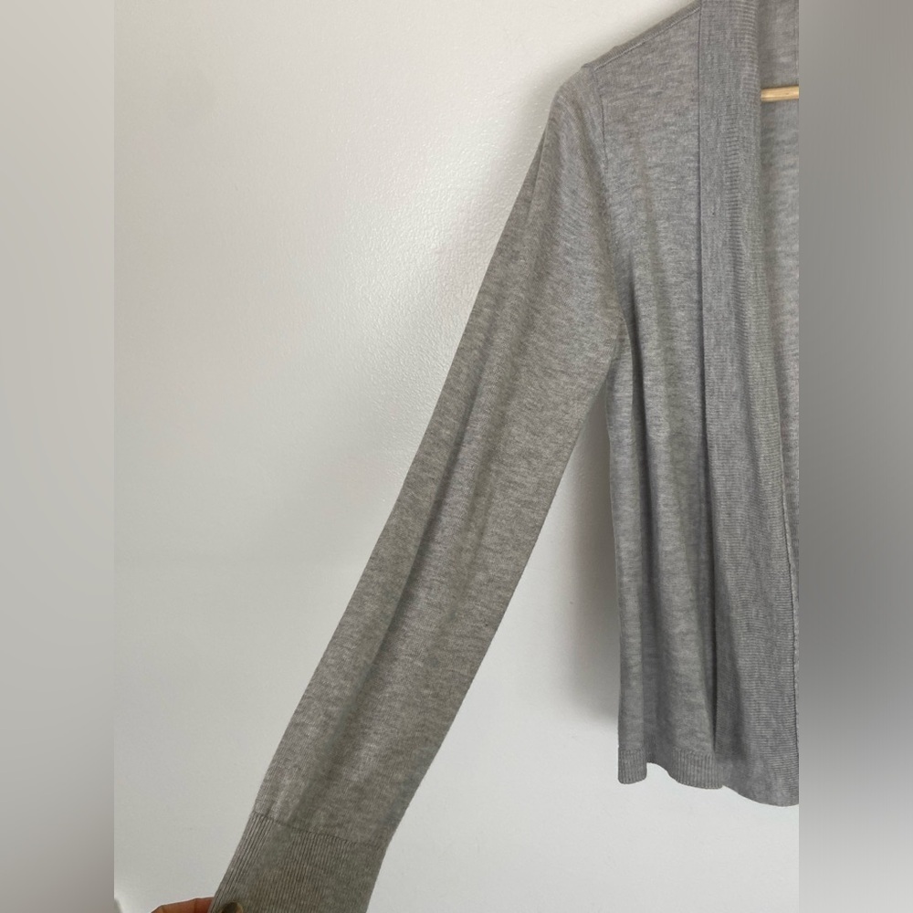 Liz Claiborne Career Open Front Cardigan Size L Color Gray Soft Knit Long Sleeve - Picture 3 of 8